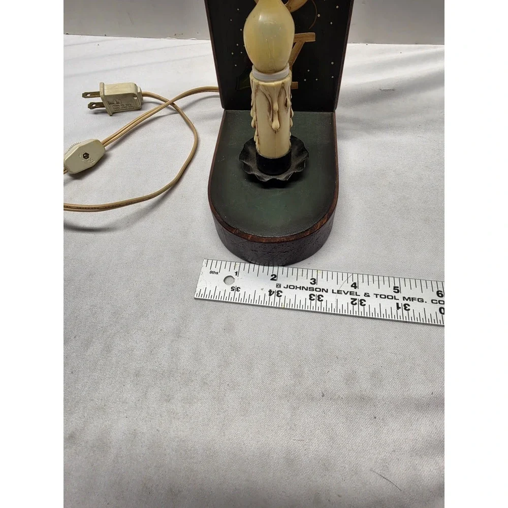 Vintage Primitive Wooden Christmas JOY Candle Lamp Rustic Holiday Decor Accent